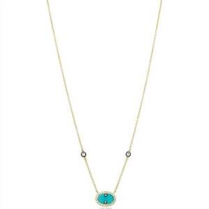 NEW FRIEDA ROTHMAN women's oval slice pave necklace in turquoise
